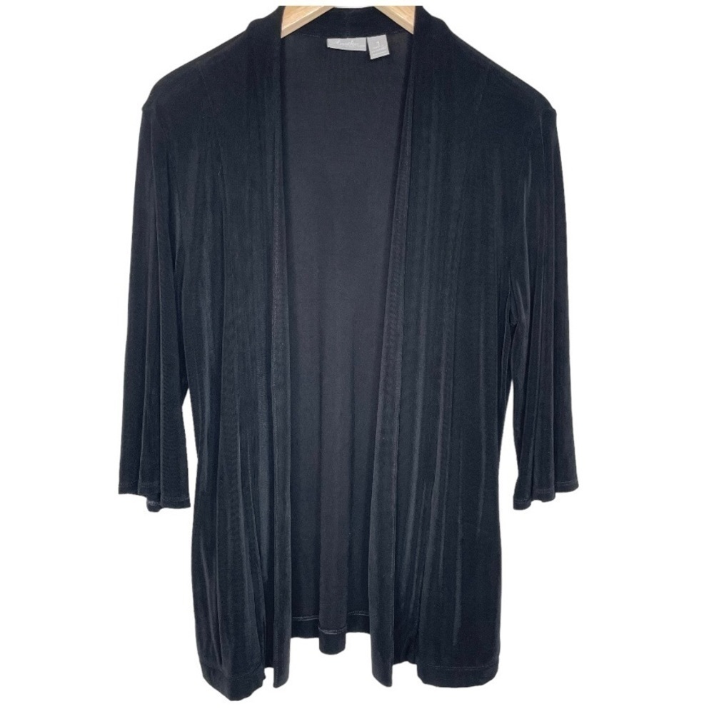 Chico’s traveler black slinky fabric open cardigan medium